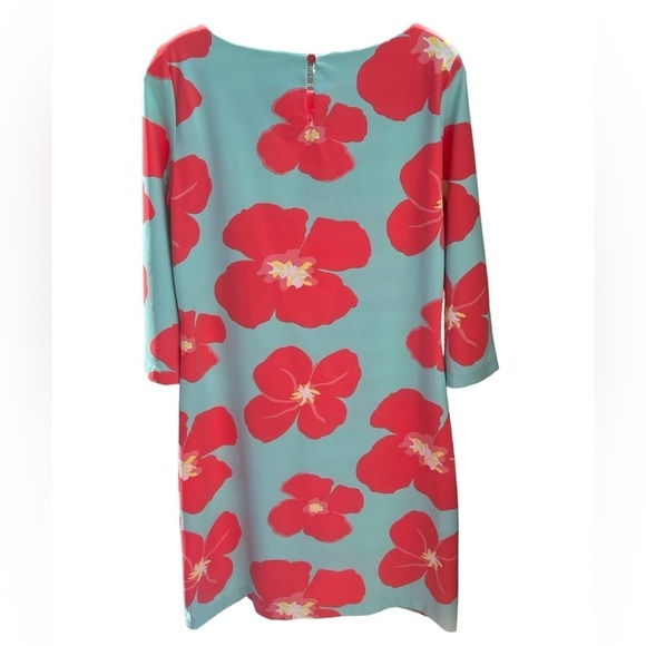 Britt tropical floral 3/4 sleeve nylon and spandex mini dress Made in the USA - Picture 2 of 10